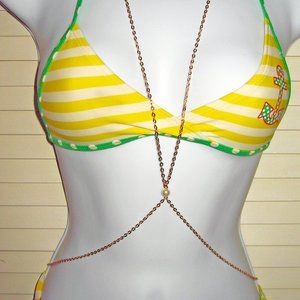 Gold Plated Single Pearl Body Chain Necklace_BC-10